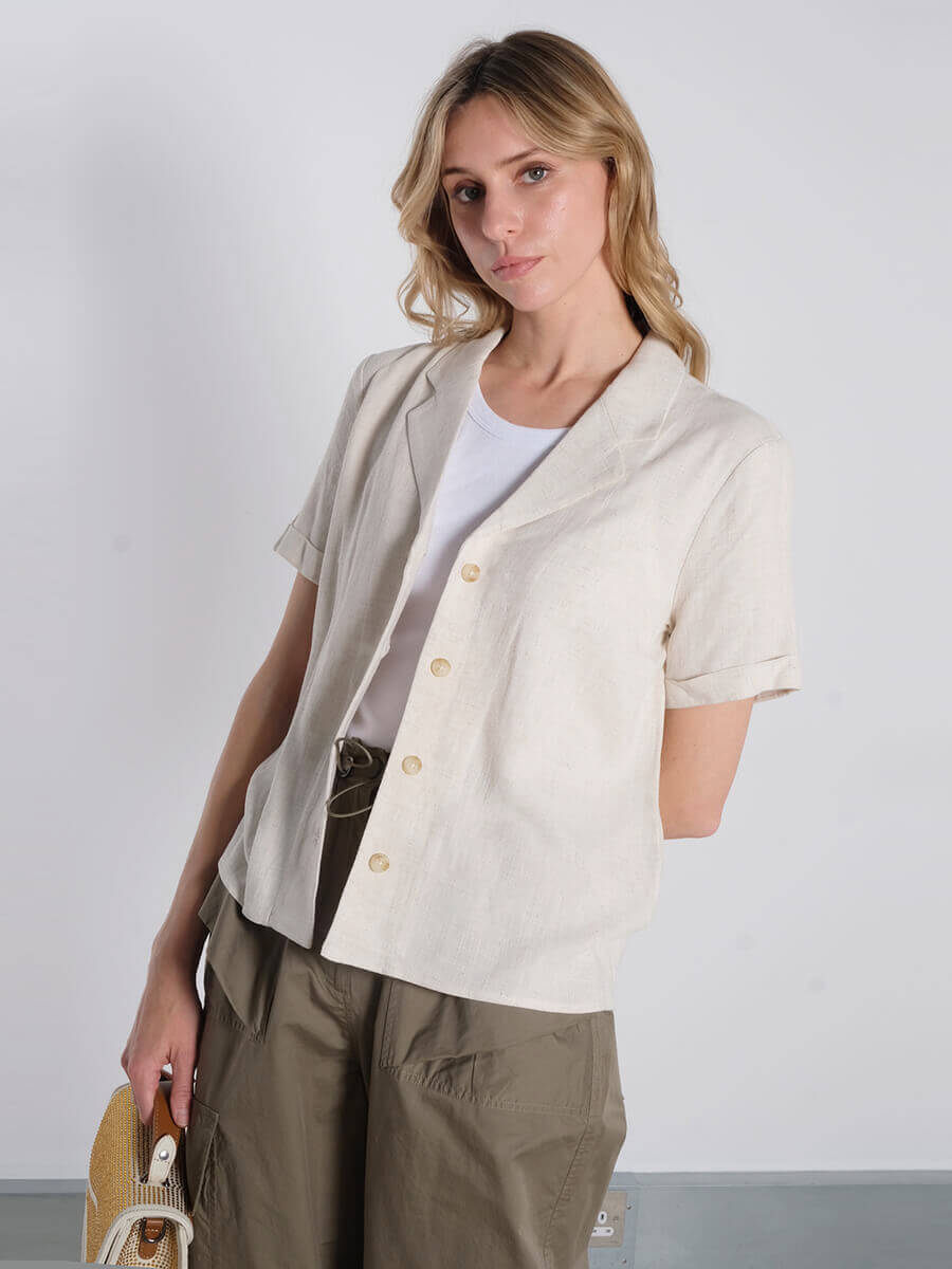 OBJSanne Short Sleeved Shirt - Sandshell