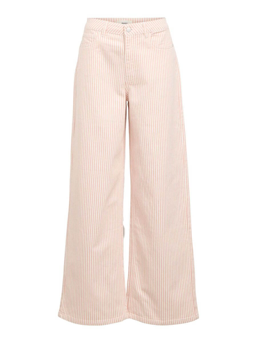 object Striped Wide Leg Jeans - Rose Elegance