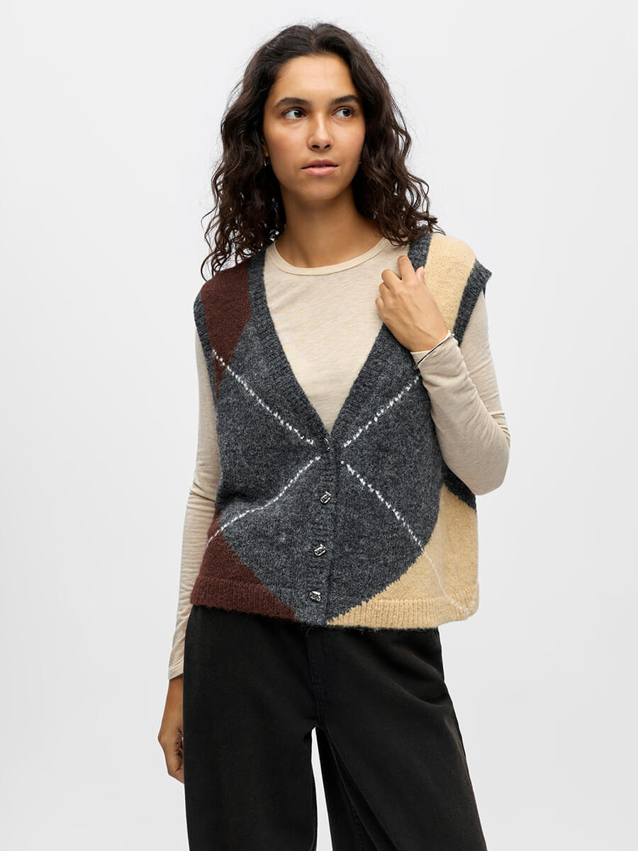 Object Zena Argyle Knitted Vest