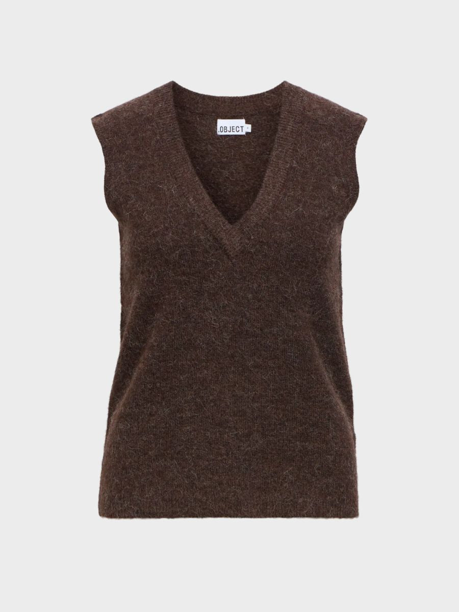 Object - Denisi Knit Vest - Seal Brown Melange