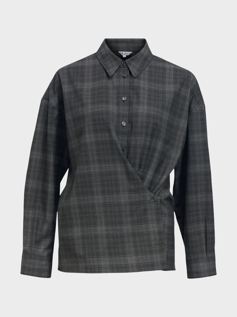 Object - Diena Shirt - Check Gun Metal