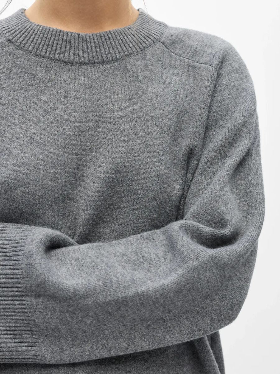 Object - Itone Knit Pullover - Medium Grey Melange