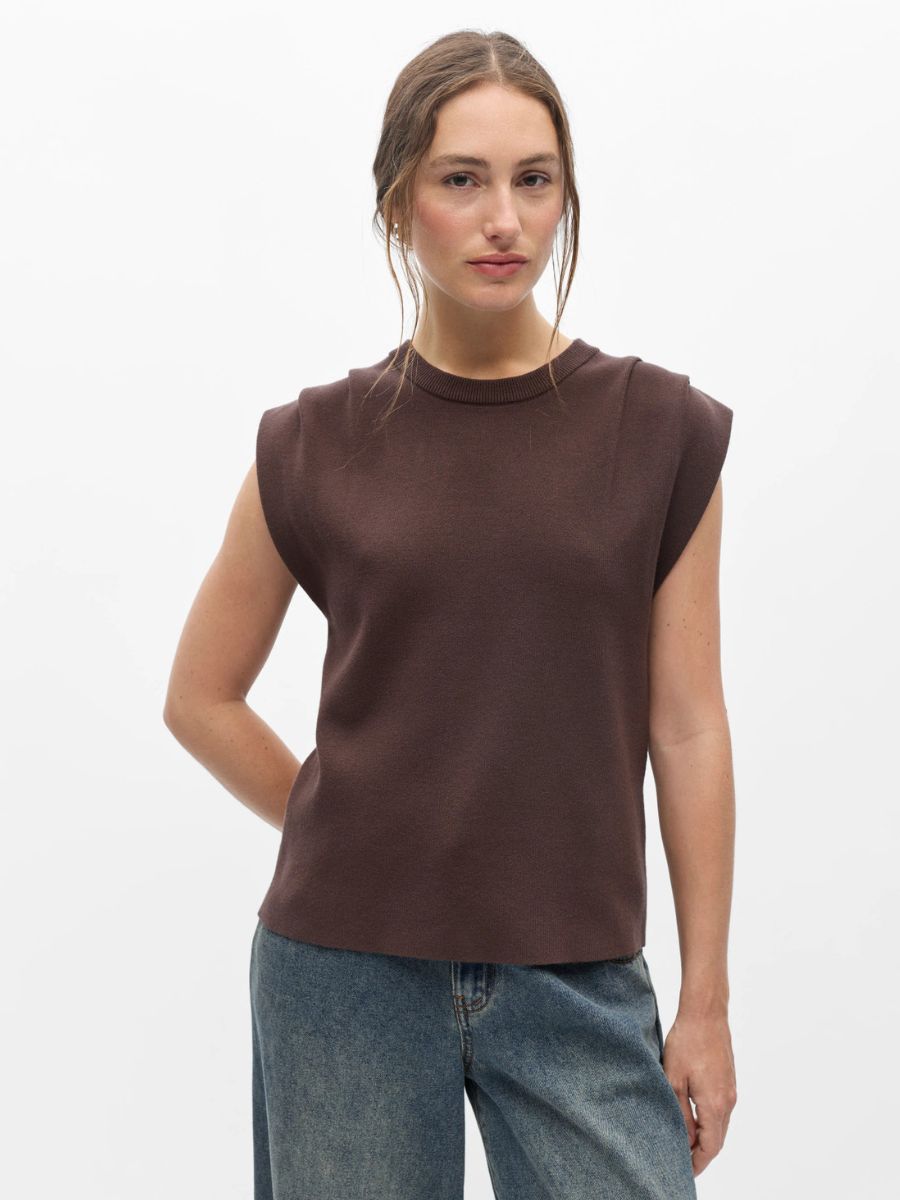 Object - Jolin Sleeveless Knit Top - Seal Brown