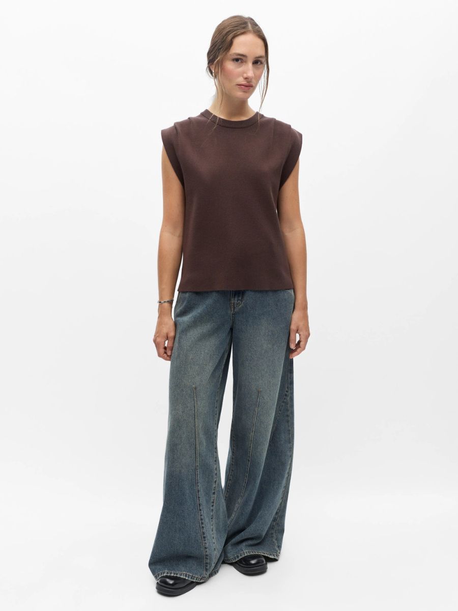 Object - Jolin Sleeveless Knit Top - Seal Brown