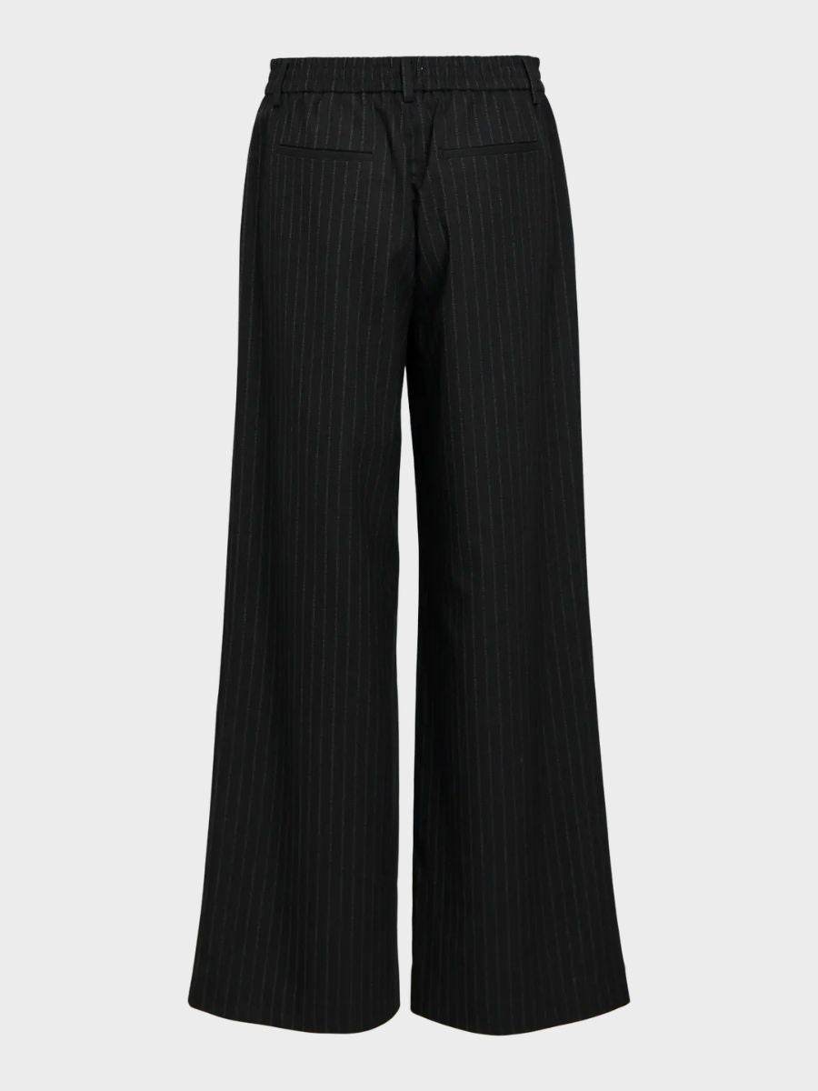 Object - Lisa Wide Pants - Black Pinstripe