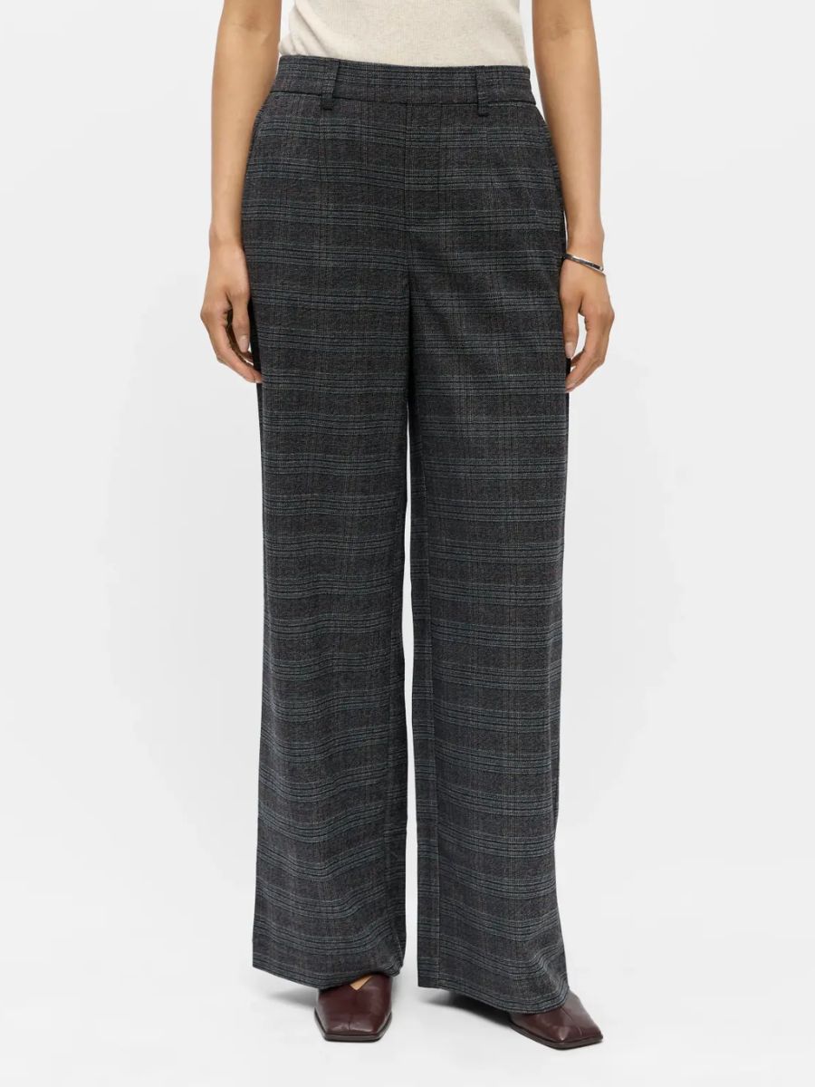 Object - Lisa Wide Pants - Dark Grey Melange