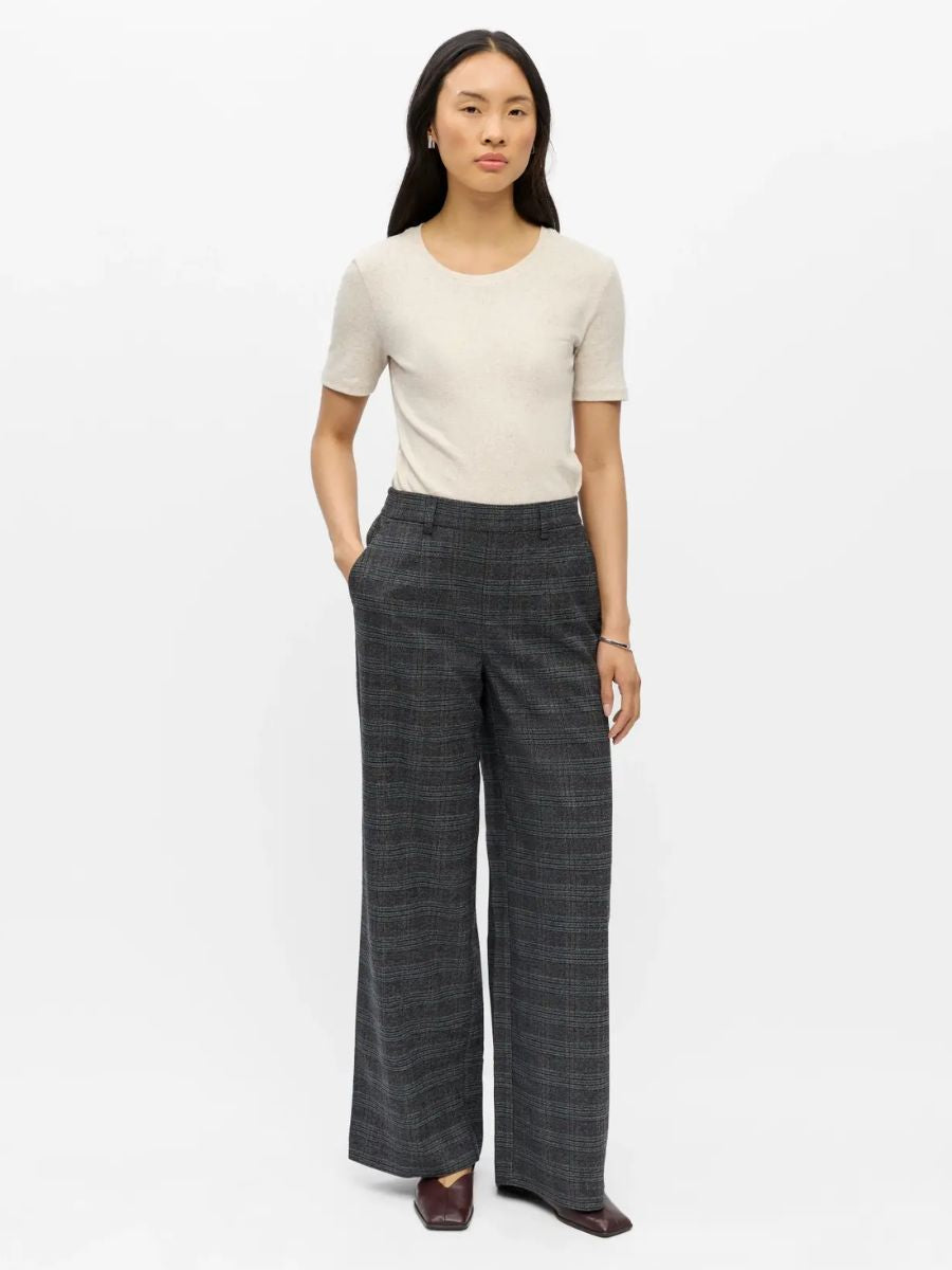 Object - Lisa Wide Pants - Dark Grey Melange