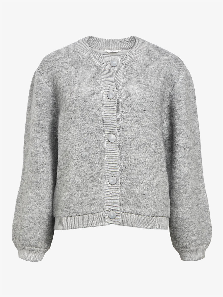 Object - Merle Knitted Bomber Cardigan - Grey Melange