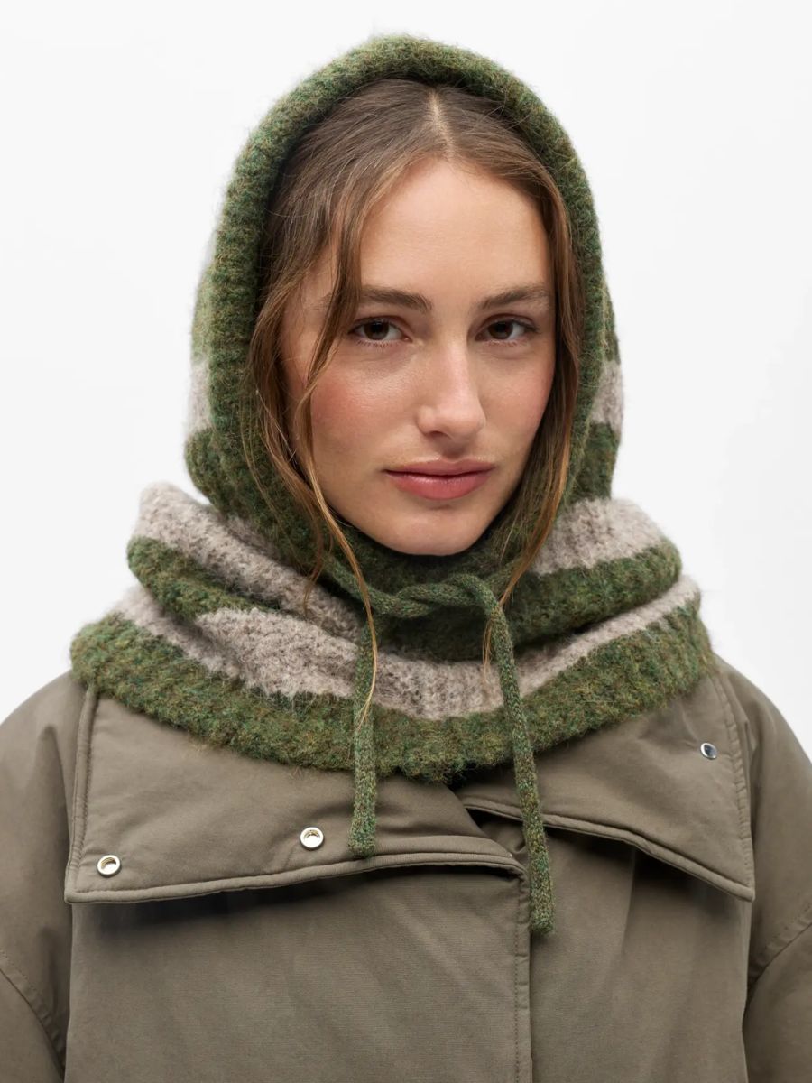 Object - Milu Knitted Balaclava - Green Stripe