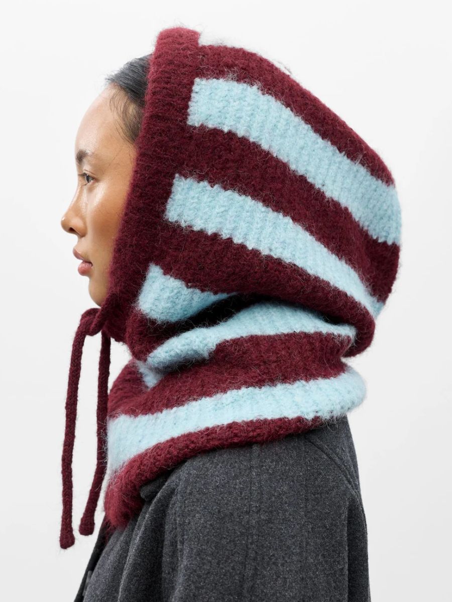Object - Milu Knitted Balaclava - Purple Stripe