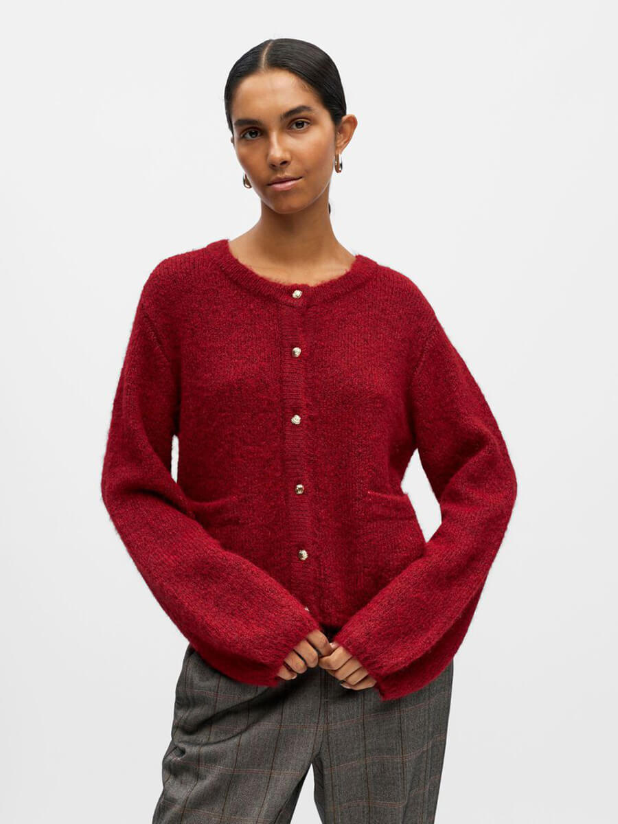 Object - Saggia Knitted Cardigan - Karanda Red