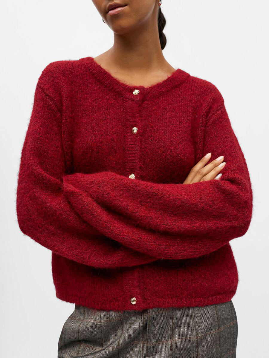 Object - Saggia Knitted Cardigan - Karanda Red