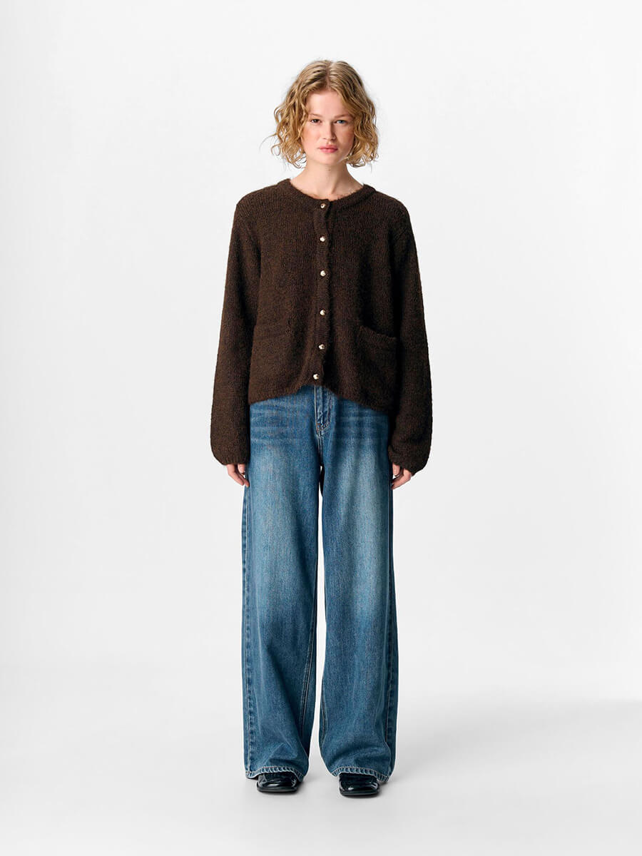 Object - Saggia Knitted Cardigan - Seal Brown