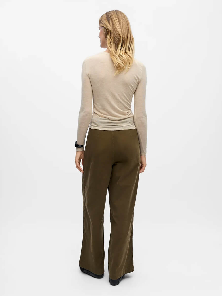 Object - Zofia Sli Long Sleeved Top - Sandshell Melange