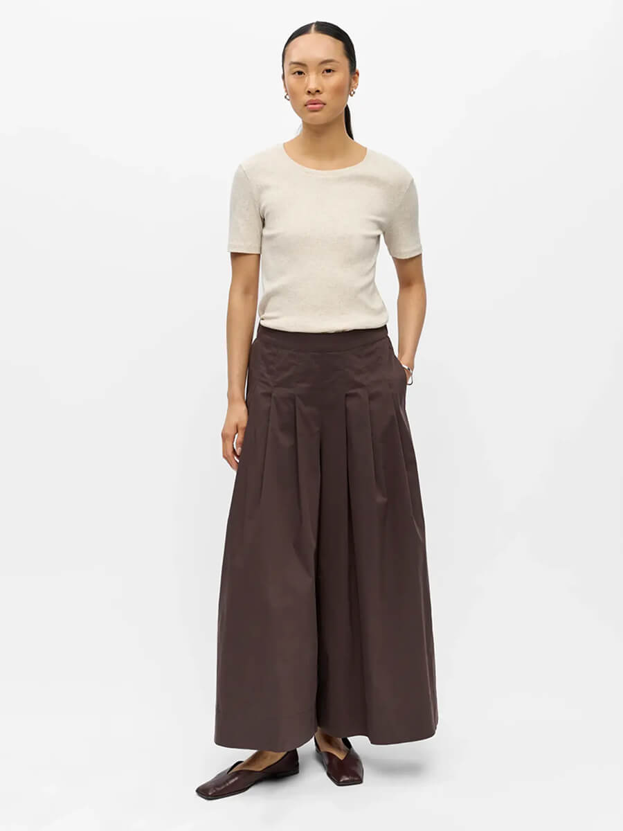 OBJECT
Paige Plisse Culotte Trousers - Seal Brown