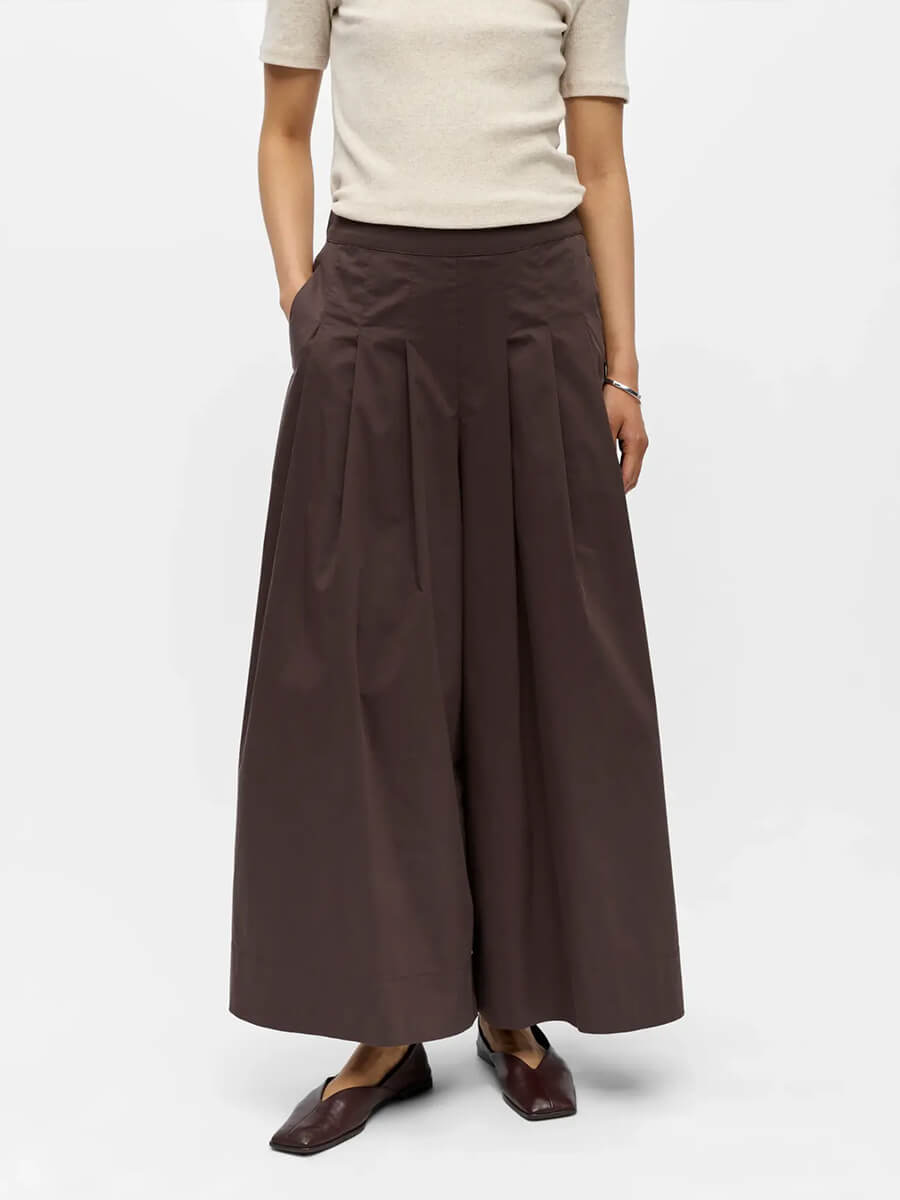 OBJECT
Paige Plisse Culotte Trousers - Seal Brown