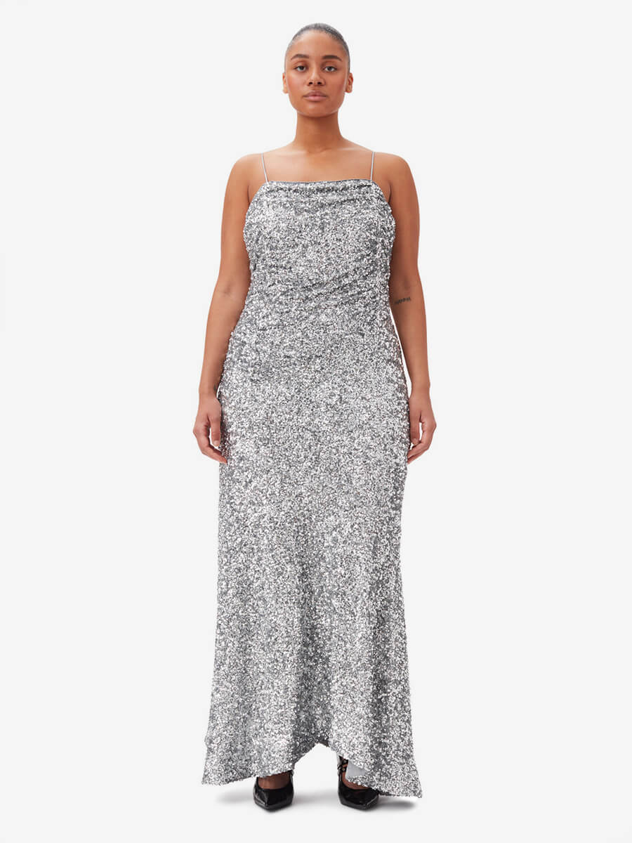 GANNI
3D Sequins Long Slip Dress