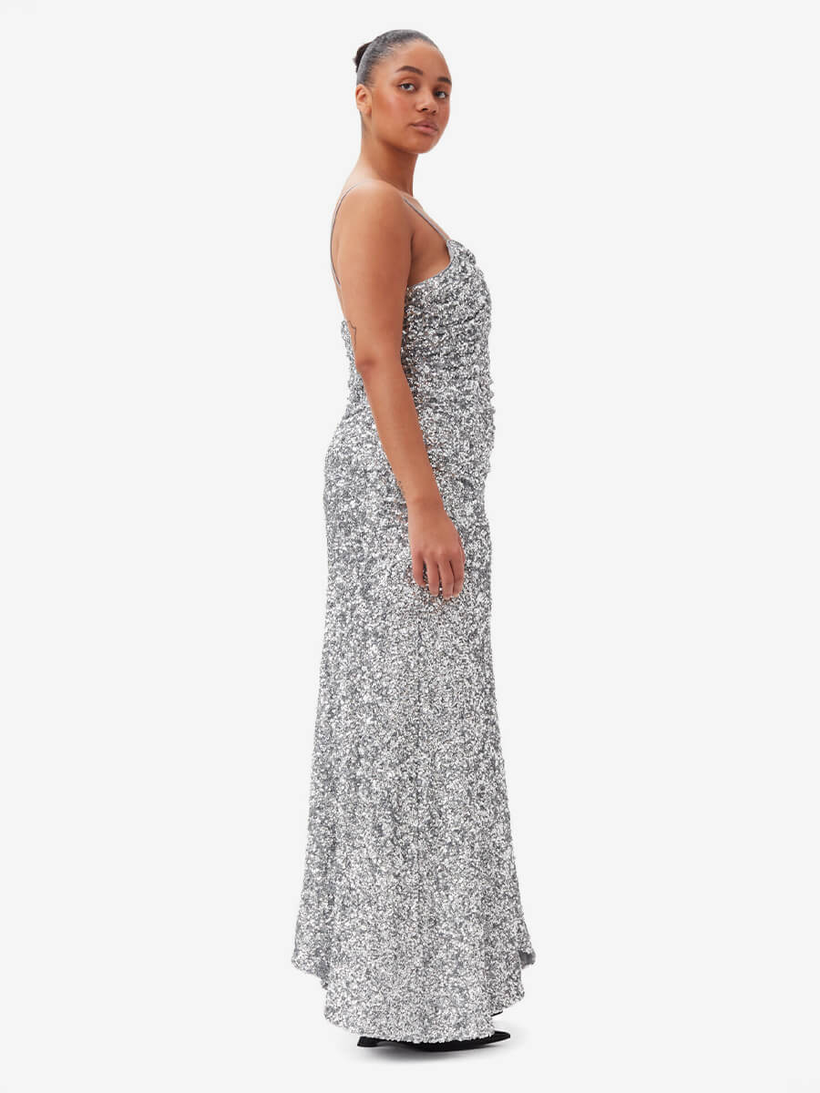 GANNI
3D Sequins Long Slip Dress