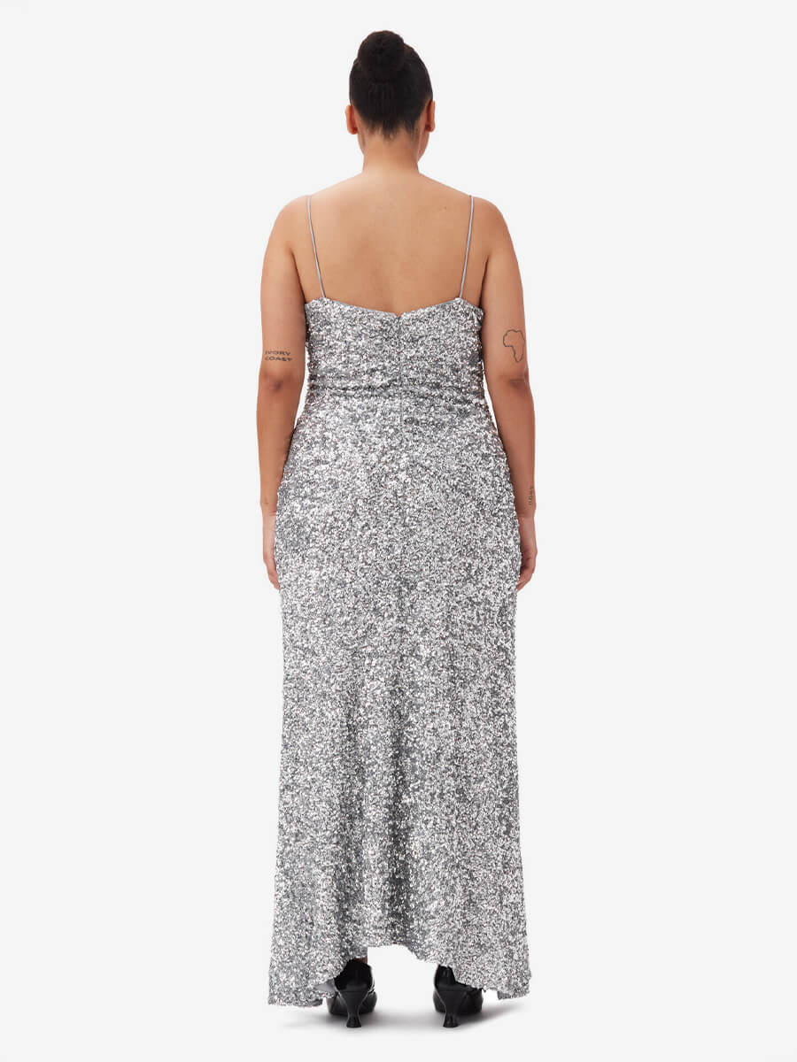 GANNI
3D Sequins Long Slip Dress