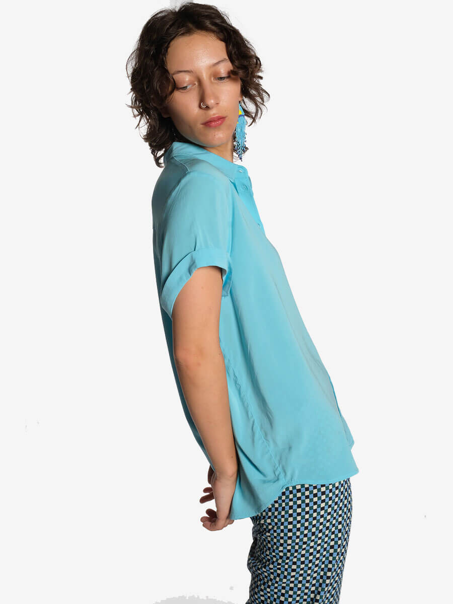 SAMSOE SAMSOE  Majan Short Sleeve Shirt - Blue Topaz