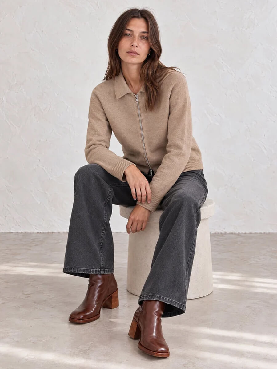 SIBIN LINNEBJERG
Giselle Zip Cardigan - Light Camel