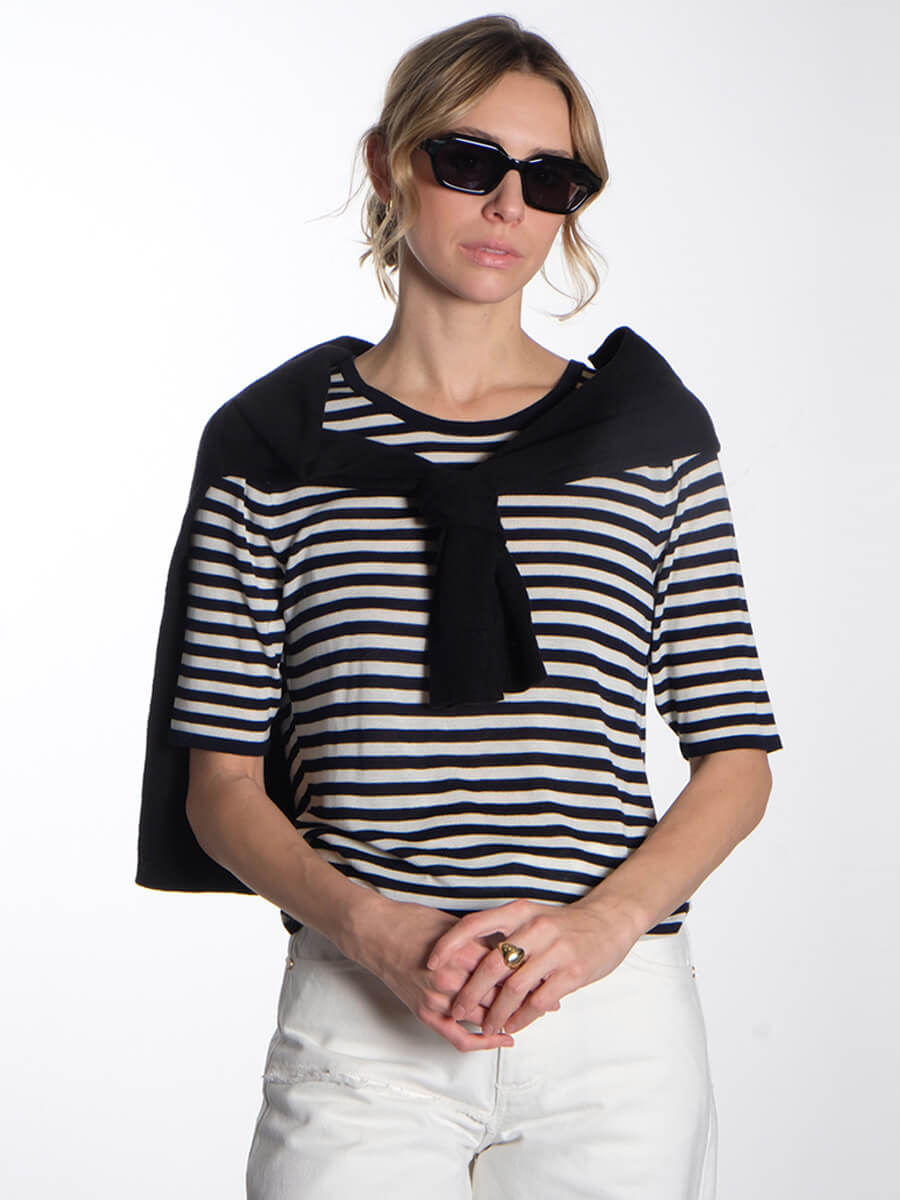 SIBIN LINNEBJERG
Kristin T-Shirt - Navy & Off White