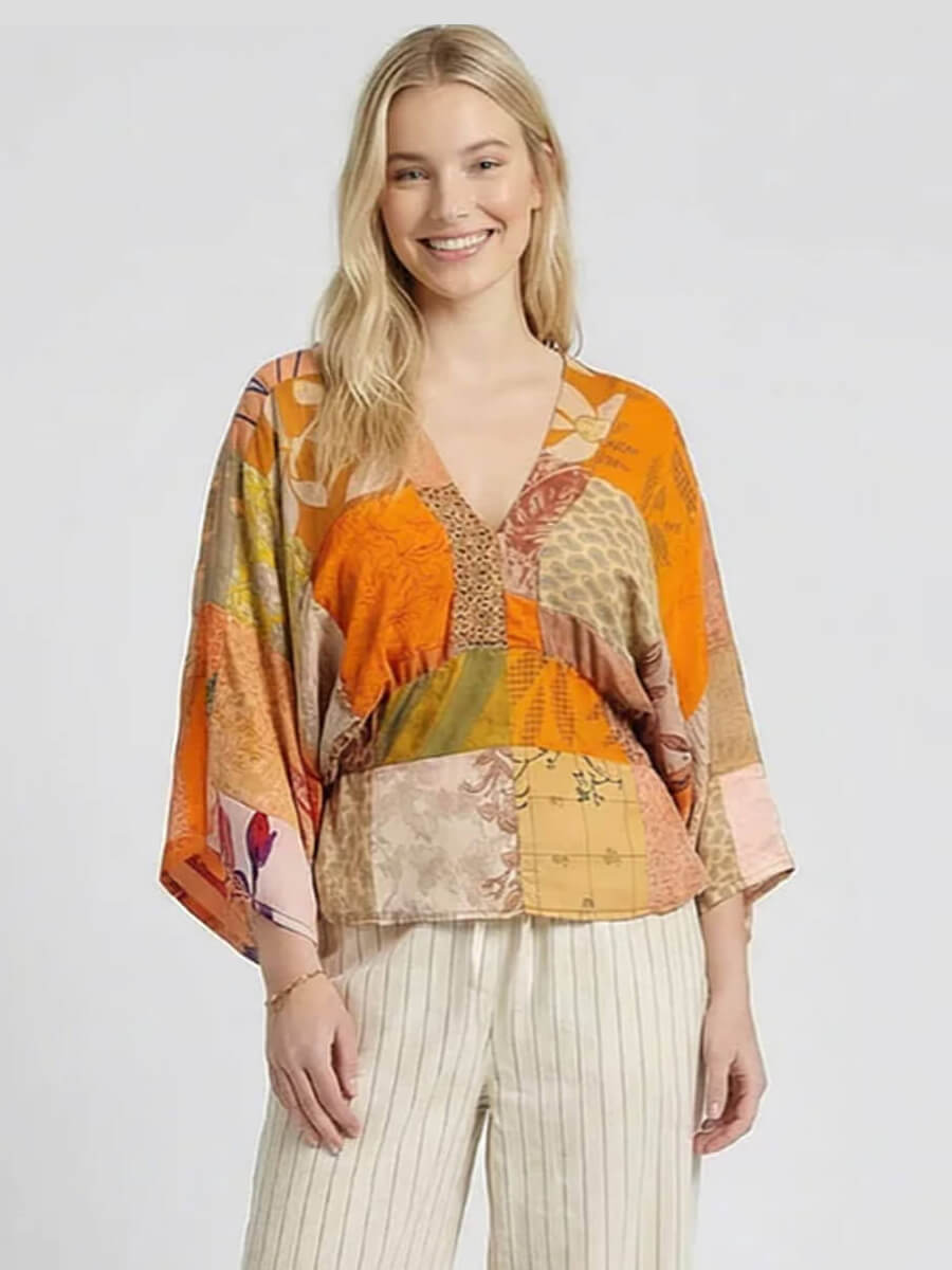SISSEL EDELBO Juno Silk Patchwork Top - No.76 
