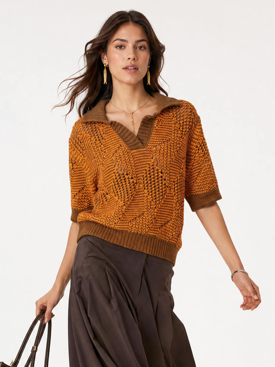 STELLA NOVA
Cotton Knit Polo - Burned Orange