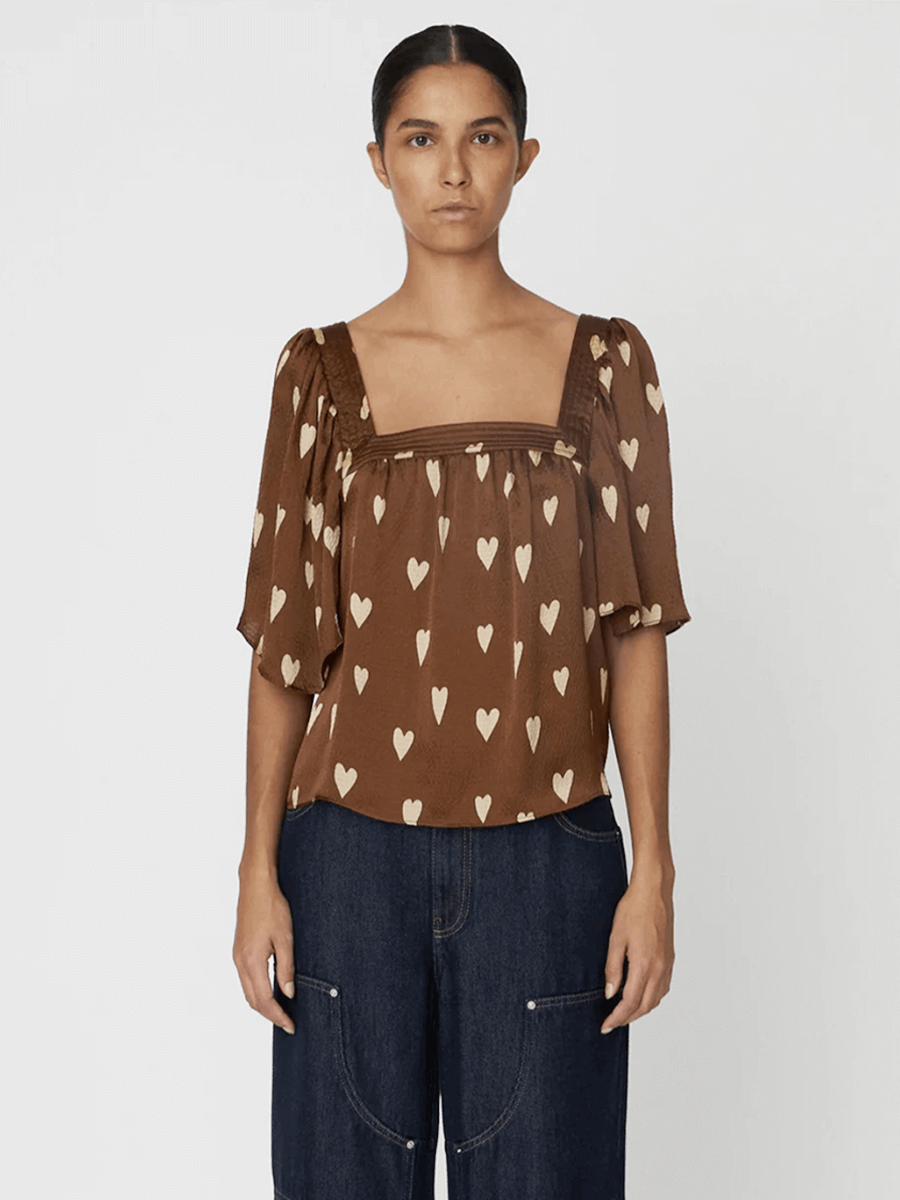 STELLA NOVA
Heart Printed Silk Top