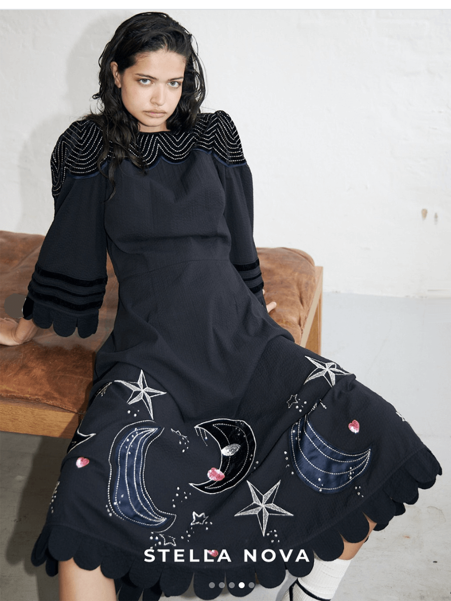 STELLA NOVA Moon and Star Embroidered Dress 