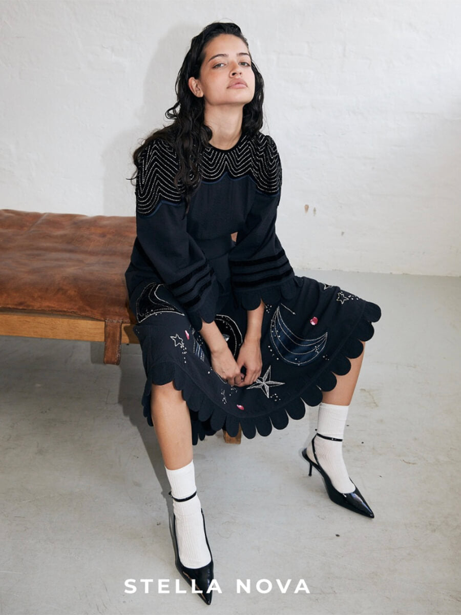 STELLA NOVA Moon and Star Embroidered Dress