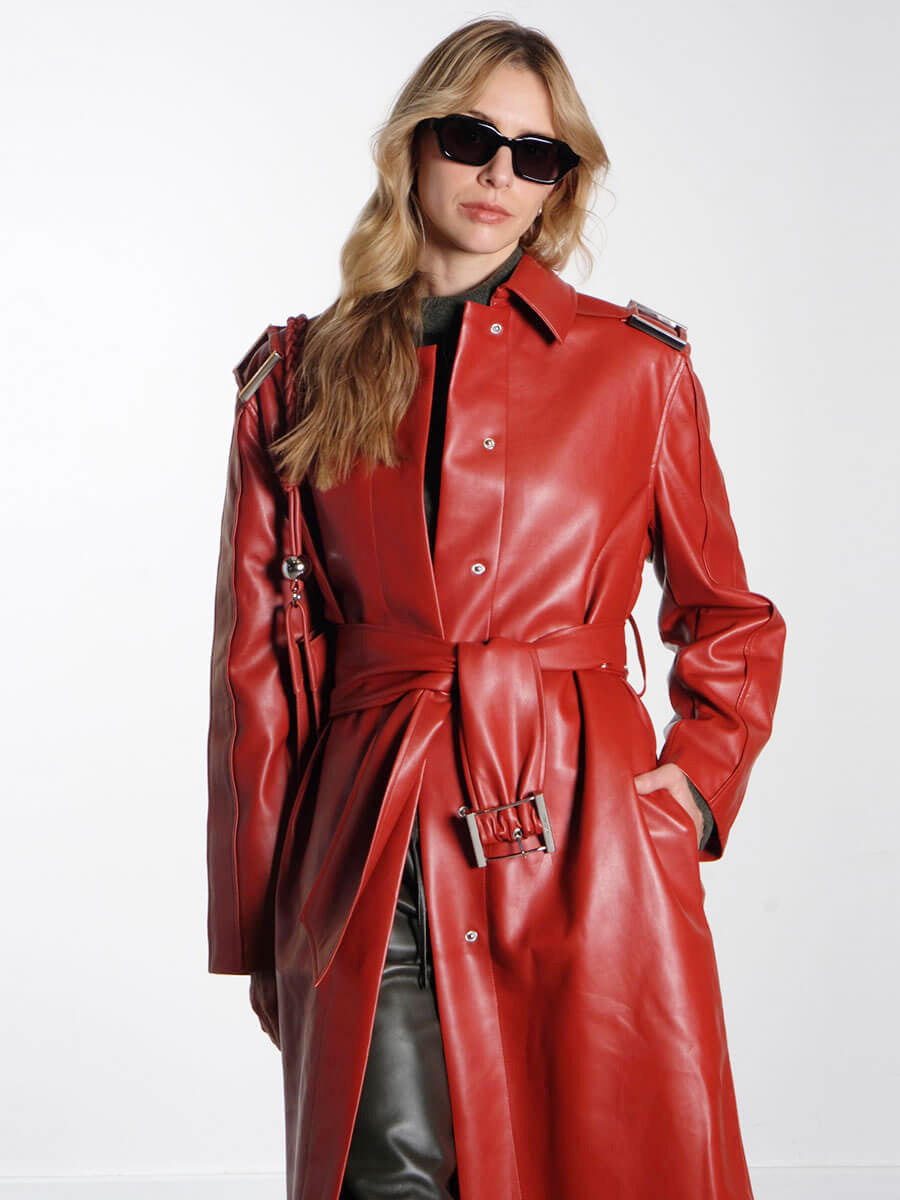 STINE-GOYA-Oversized-Trench-Coat--Red-Ochre