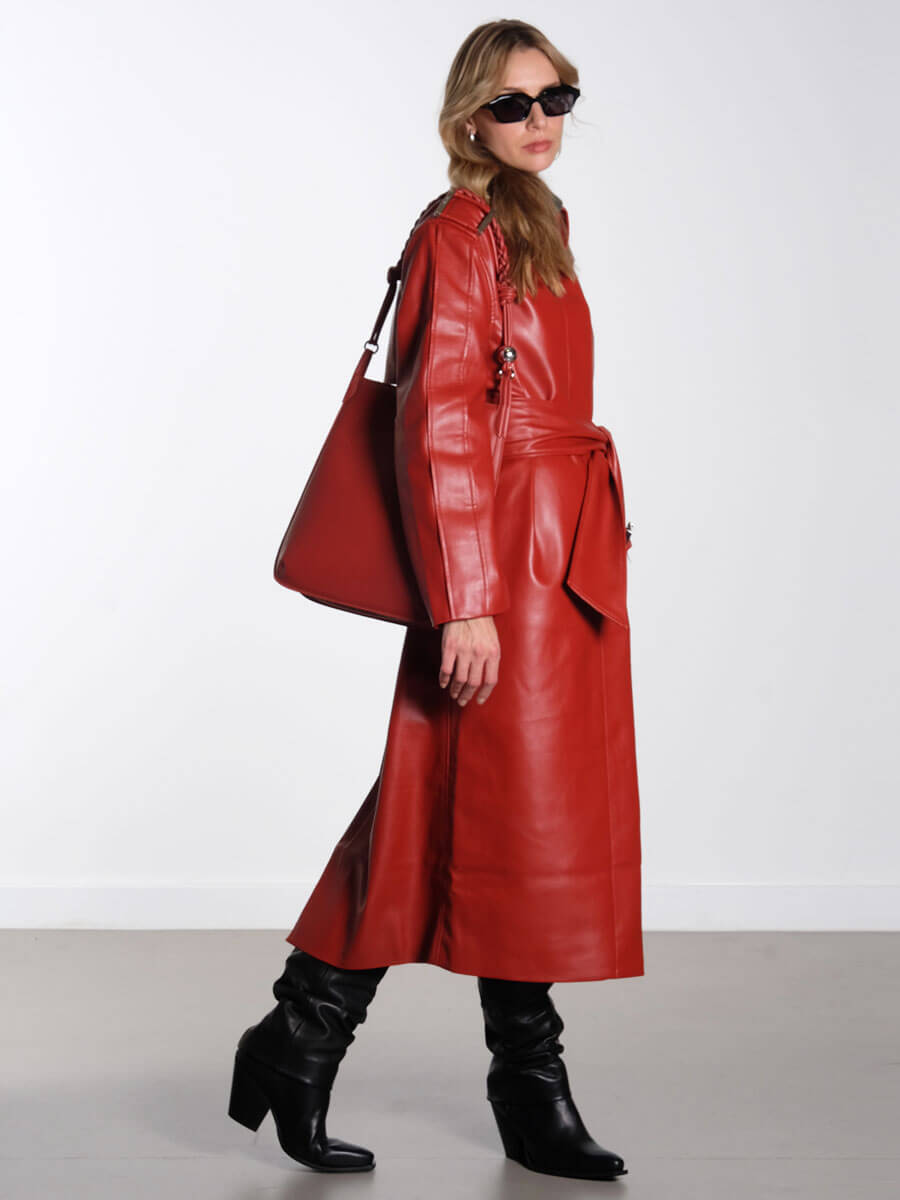 STINE-GOYA-Oversized-Trench-Coat---Red-Ochre