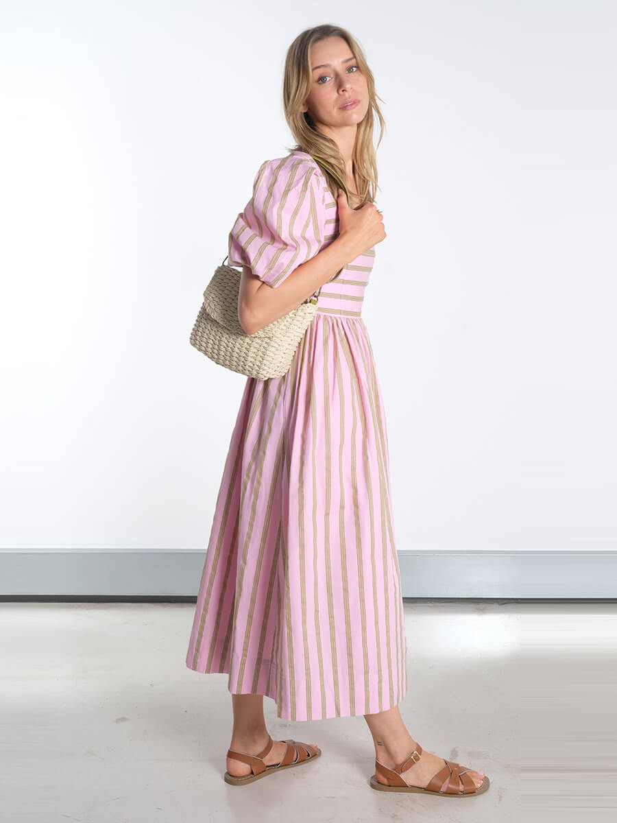 STINE GOYA
Blouson Sleeve Midi Dress - Wallpaper Stripes