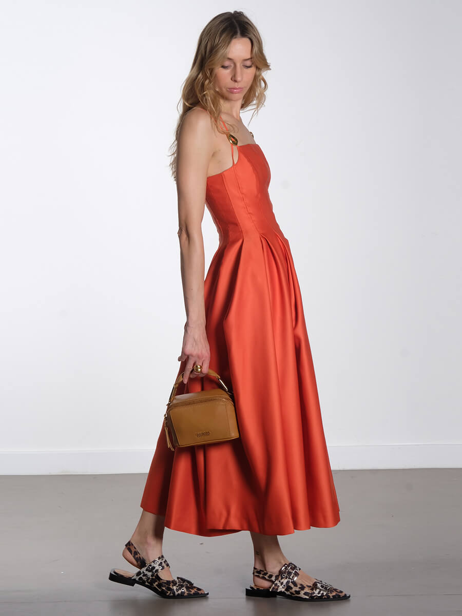 STINE GOYA Double Strap High Volume Dress - Orange Mecca