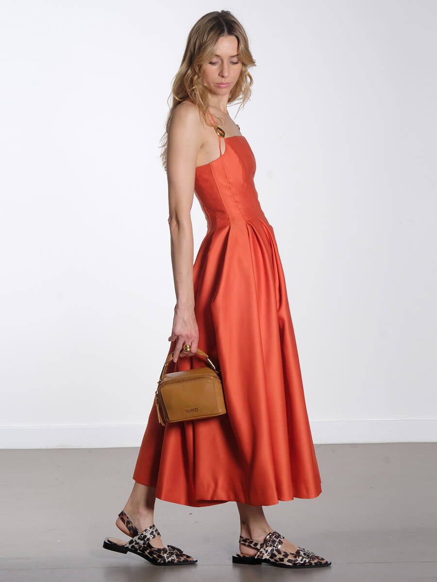 STINE GOYA
Double Strap High Volume Dress - Orange Mecca