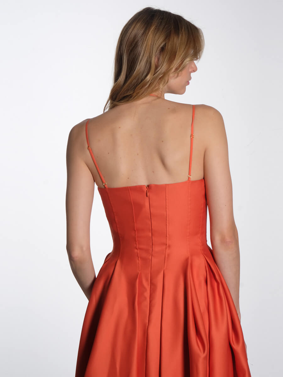 STINE GOYA Double Strap High Volume Dress - Orange Mecca