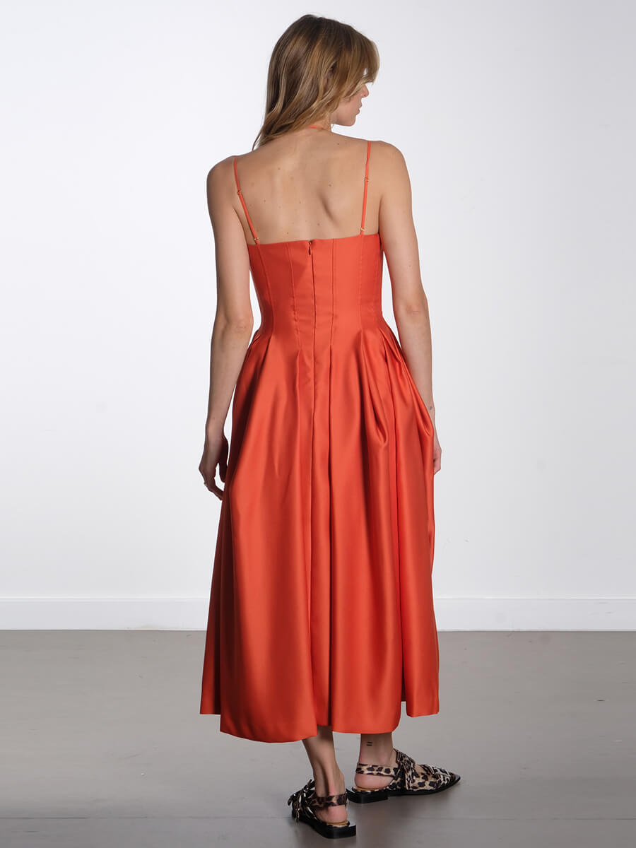 STINE GOYA Double Strap High Volume Dress - Orange Mecca