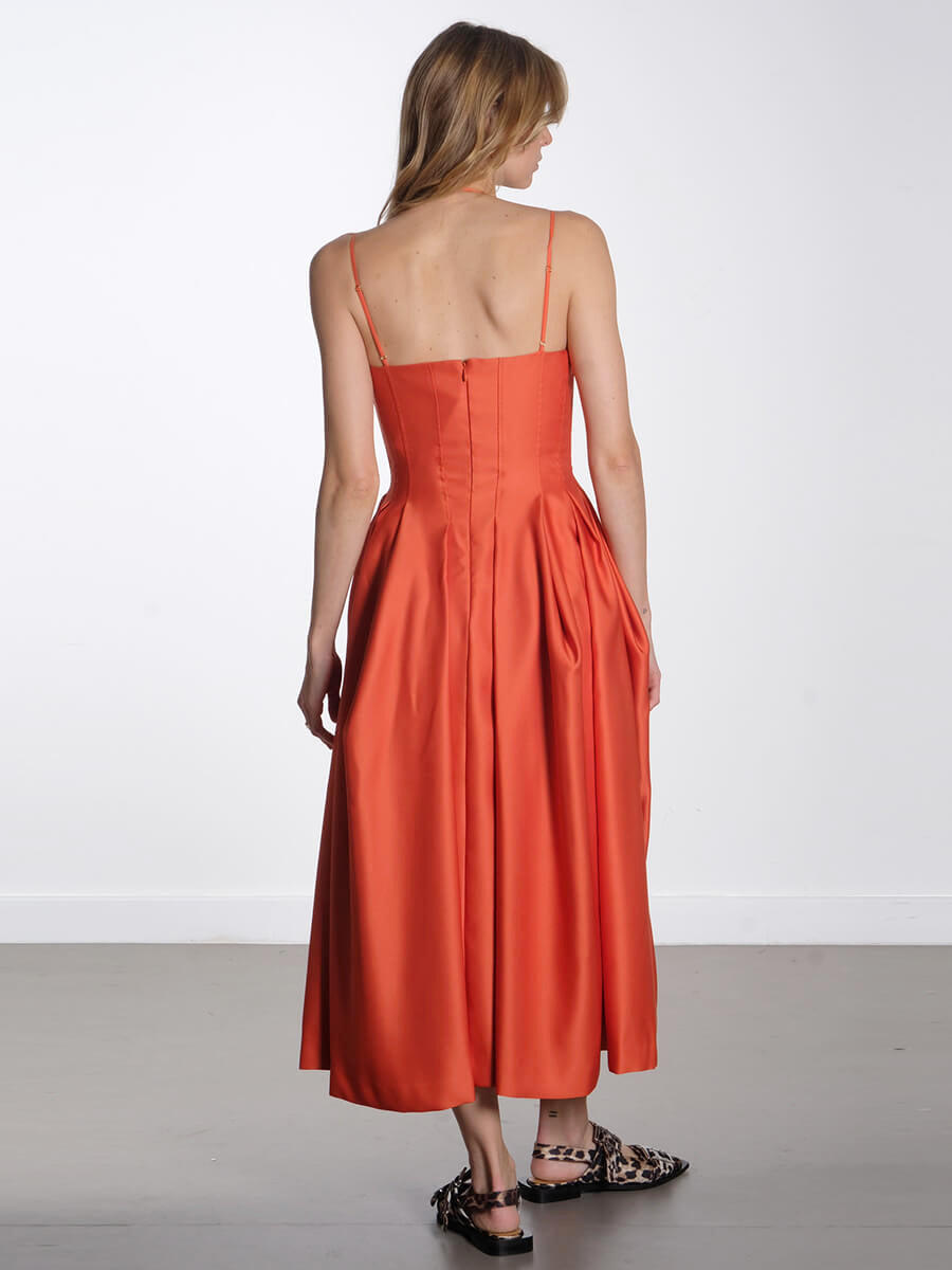 STINE GOYA
Double Strap High Volume Dress - Orange Mecca