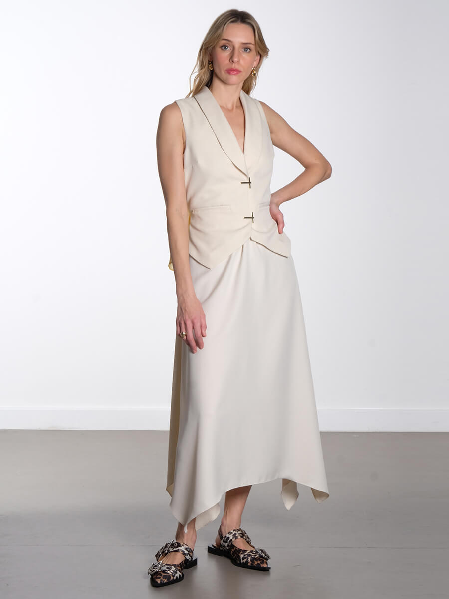 Stine Goya - Tailored Handkerchief Dress - Ivory / Cornsilk
