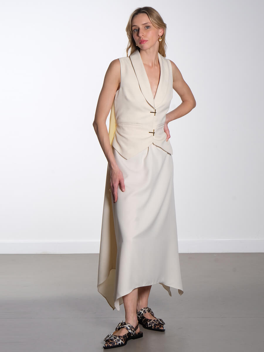 Stine Goya - Tailored Handkerchief Dress - Ivory / Cornsilk