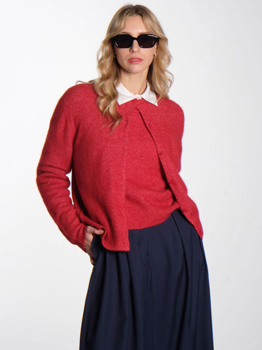 Samsoe Samsoe Nor Short Cardigan - Scarlet Sage