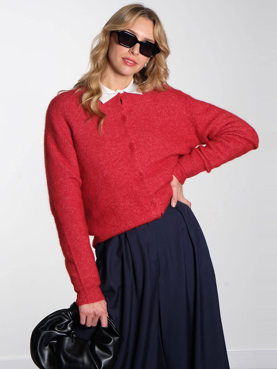 Samsoe Samsoe Nor Short Cardigan - Scarlet Sage