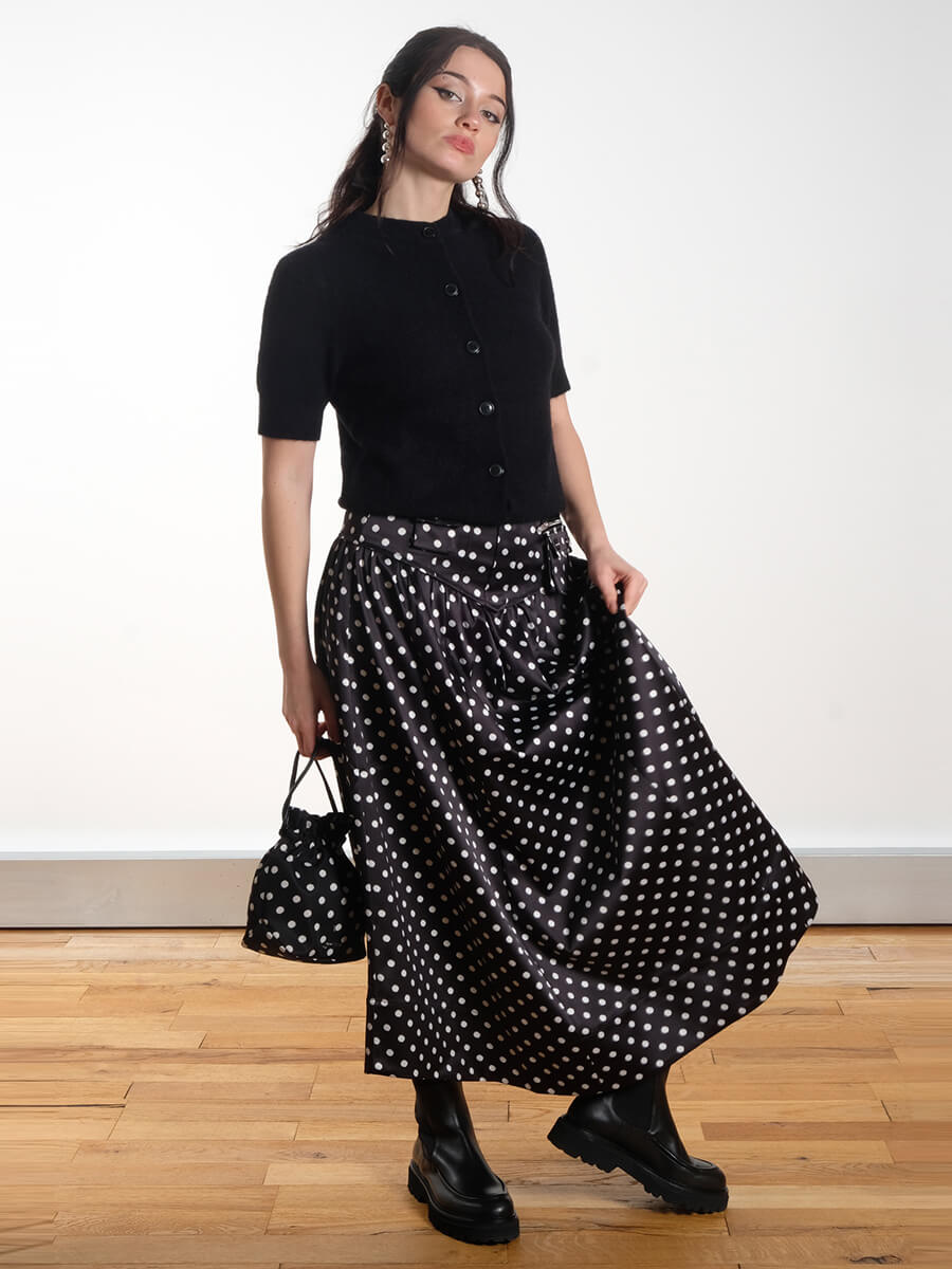 GANNI
Polka-Dot Satin Corset Skirt