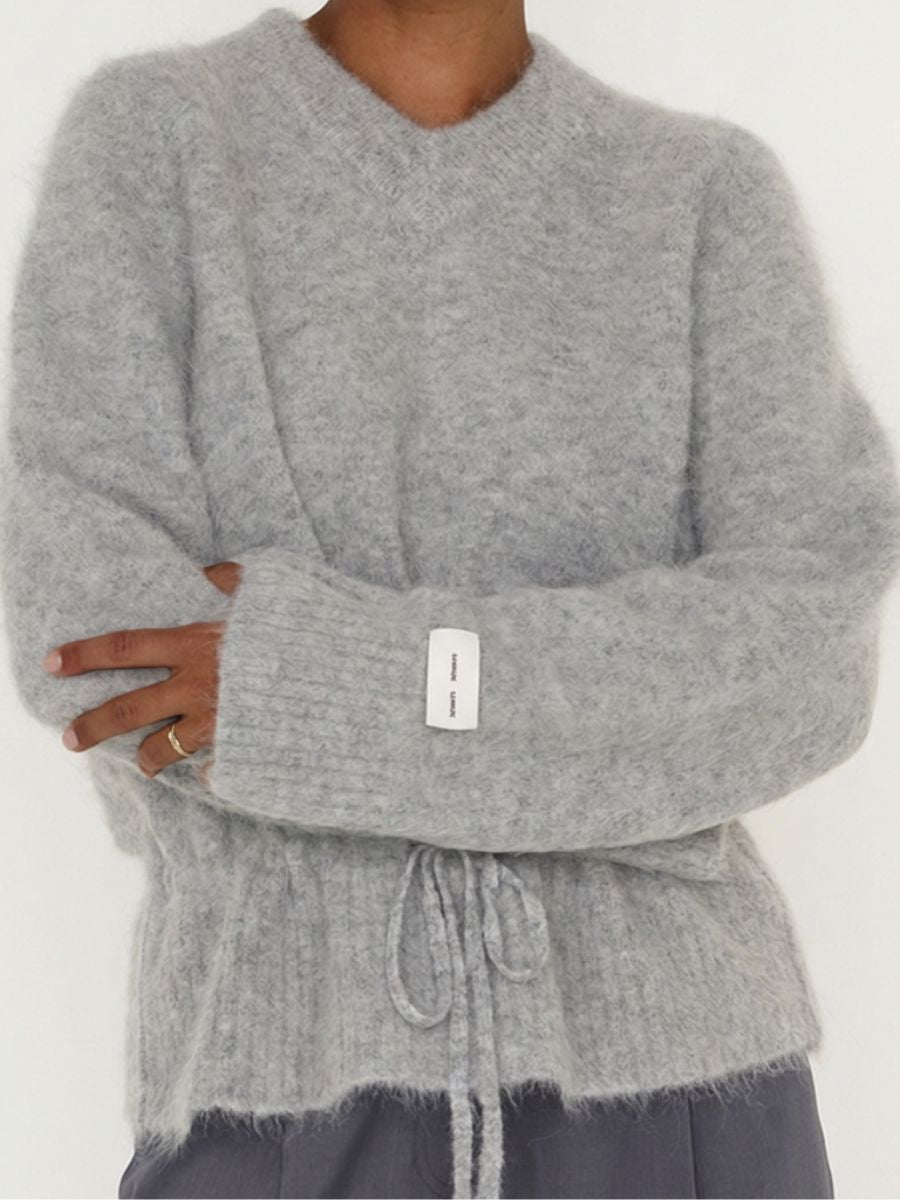 Samsoe Samsoe - Salo V-Neck Sweater - Grey Melange
