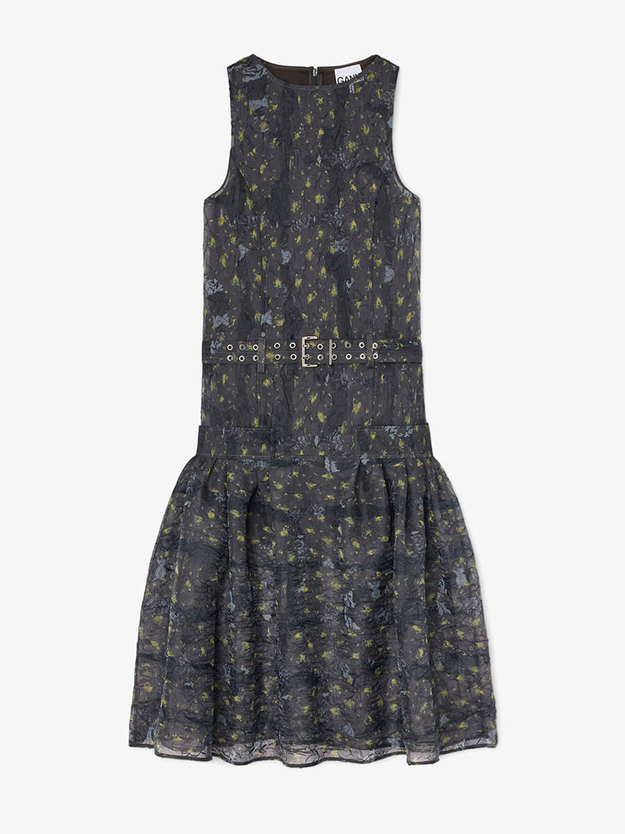 Ganni
Shibori Organza Belted Long Dress