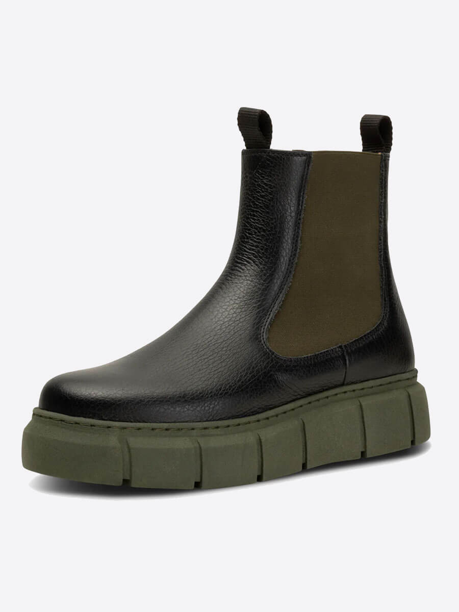 Shoe the Bear - Tove Leather Chelsea Boots - Black/Khaki