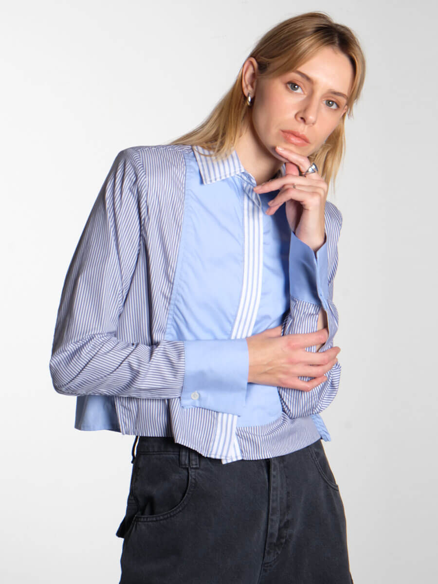 Stella Nova - Combine Stripe Cropped Shirt