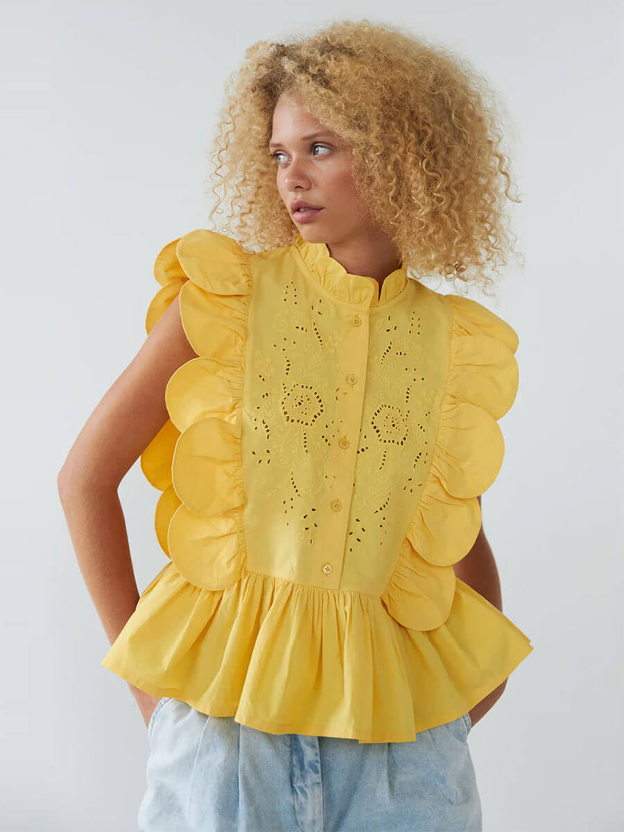 Stella Nova Embroidery Anglaise Top - Sweet Yellow.