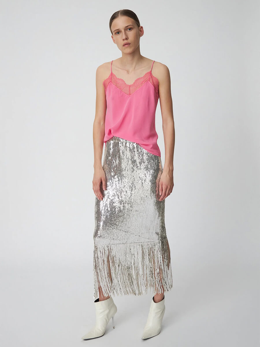 Stella-Nova-Sequins-Fringes-Skirt-Silver